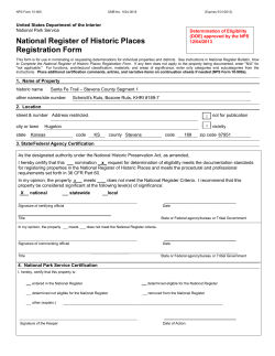 NPS Form 10 900 OMB No. 1024 0018