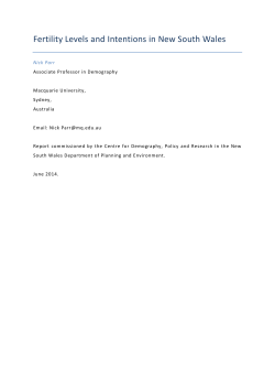 Fertility Levels and Intentions in New South Wales