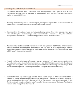 Physics 05-Bernoullis Equation and Continuity Equation Worksheet