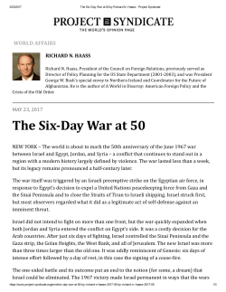 The Six‐Day War at 50 - Washington Speakers Bureau