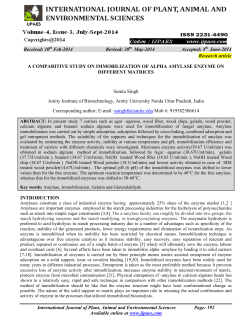 a comparitive study on immobilization of alpha amylase enzyme on
