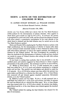 XXXVI. A NOTE ON THE ESTIMATION OF CHLORINE IN MILK.