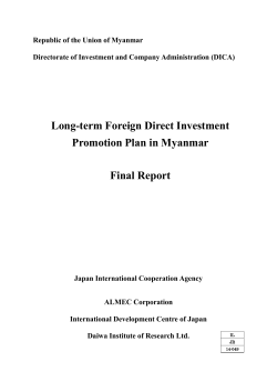 Long-term Foreign Direct Investment Promotion Plan in Myanmar