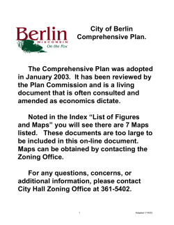 City of Berlin Comprehensive Plan. The Comprehensive Plan was
