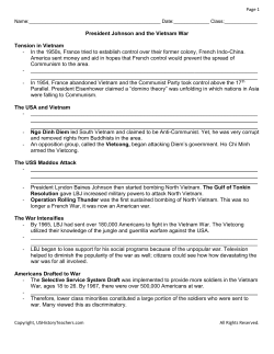 President Johnson and the Vietnam War Tension in Vietnam