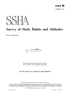 Survey of Study Habits and Attitudes