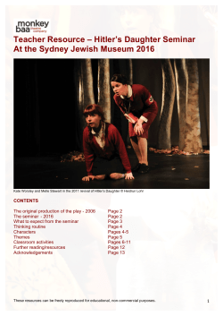 Teacher Resource &ndash; Hitler`s Daughter Seminar At the Sydney