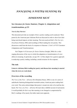 analysing a poetry reading by adrienne rich