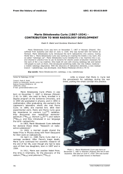 Marie Skłodowska Curie (1867-1934)