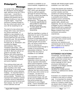 Principal`s Message - Magee Secondary School