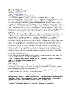 Professor Gomez-Rivera Course: Western Civilization I Thu 6
