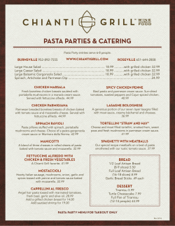 Pasta Party Menu