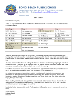 2017 Classes note - Bondi Beach Public School