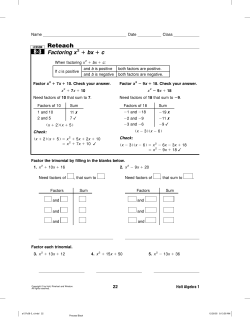 Reteach Factoring x