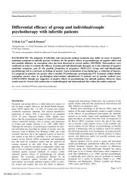 Differential efficacy of group and individual/couple psychotherapy