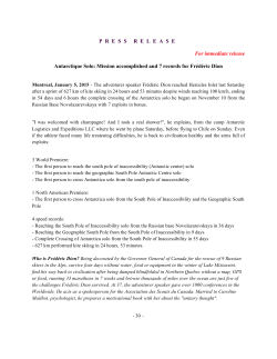 PRESSRELEASE For immediate release Antarctique