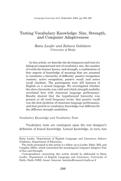 Testing Vocabulary Knowledge: Size, Strength, and Computer