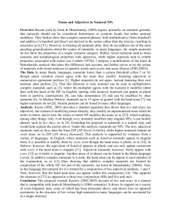 Nouns and adjectives in Numeral NPs