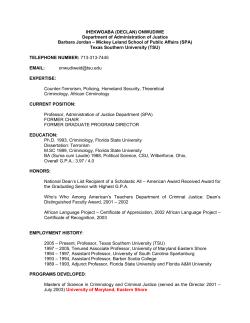 Curriculum Vitae - Barbara Jordan-Mickey Leland School of Public