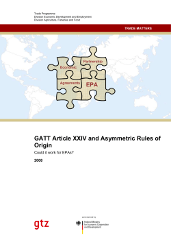 GATT Article XXIV and Asymmetric Rules of Origin