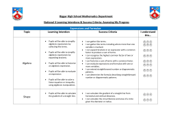 Learning Intentions and Success Criteria