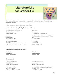Literature List for Grades 4‐6