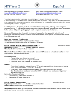 MYP Year 2 Espa&ntilde;ol - Le Jardin Academy