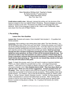 Hero Narrative Writing Unit: Teacher`s Guide I. Pre