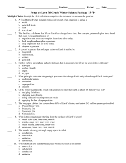 Ponce de Leon 7thGrade Winter Science Package `13-`14