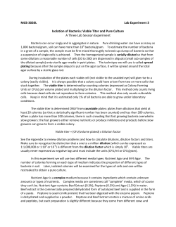 MCB 3020L Lab Experiment 3 Isolation of Bacteria: Viable Titer