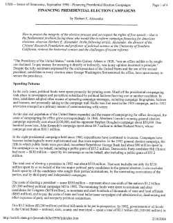 F`INANCING PRESIDENTIAL ELECTION CAMPAIGNS