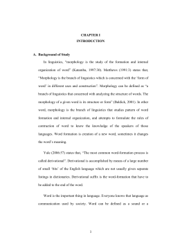 CHAPTER I INTRODUCTION A. Background of Study In linguistics