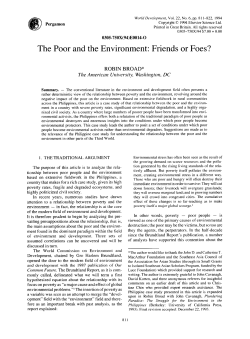 The Poor and the Environment: Friends or Foes?