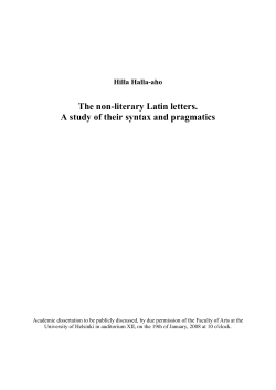 The non-literary Latin letters. A study of their syntac and