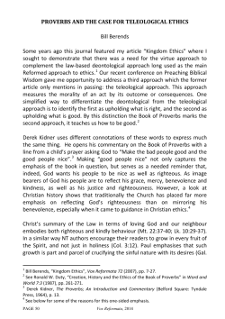 Proverbs and the Case for Teleological Ethics