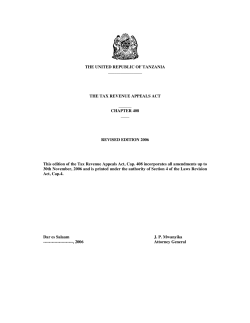 THE TAX REVENUE APPEALS ACT - Tanzania Revenue Authority