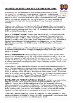 THE IMPACT OF POOR COMMUNICATION IN PRIMARY YEARS