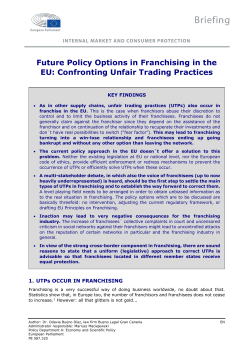Future Policy Options in Franchising in the EU: Confronting Unfair