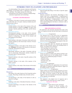INTRODUCTION TO ANATOMY AND PHYSIOLOGY 1