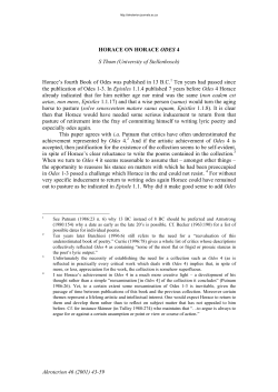 Akroterion 46 (2001) 43-59 HORACE ON HORACE ODES 4 S Thom