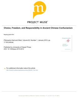 Choice, Freedom, and Responsibility in Ancient Chinese