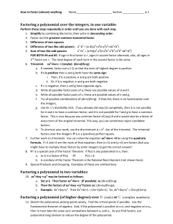 Factoring a polynomial over the integers, in one variable: Factoring