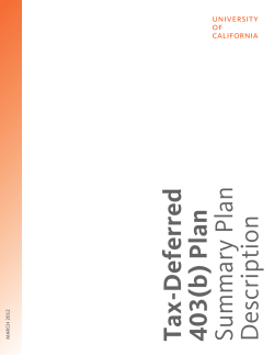 Tax-Deferred 403(b) Plan Summary Plan Description