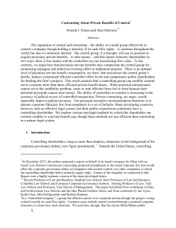 Contracting About Private Benefits of Control* Ronald J. Gilson and
