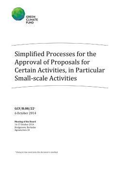 Simplified Processes for the Approval of Proposals for Certain