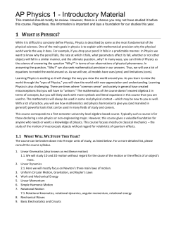AP Physics 1 - Introductory Material