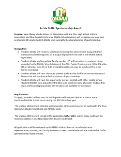 Archie Griffin Sportsmanship Award Application - New Albany
