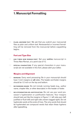 1. Manuscript Formatting - University of Minnesota Press