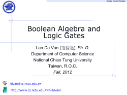 Lecture 2 Boolean Algebra and Logic Gates
