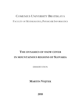 The dynamics of snow cover in mountainous regions of Slovakia